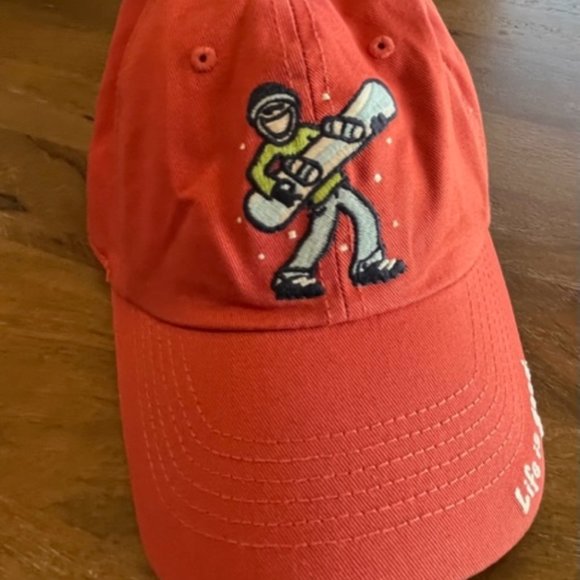Life Is GOOD Jake Snowboarding Hat Orange/Pink Peach‎ Adjustable Strap Back Cap - Picture 3 of 6
